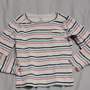 Carter's Kids Long Sleeve Striped Tee - Pink, Blue, Green